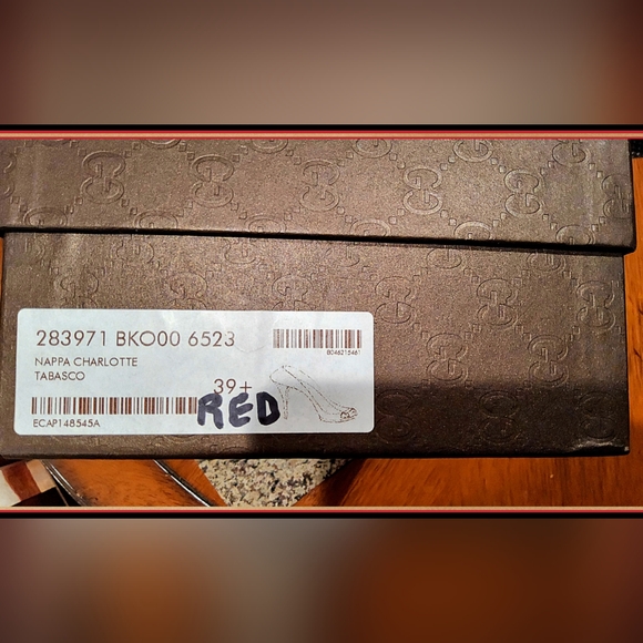 Gucci Nappa Leather "Charlotte" Heels in Tabasco Red - Picture 12 of 13